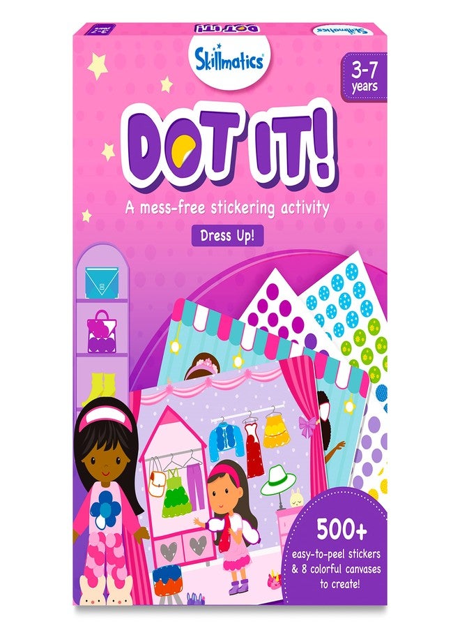 Skillmatics Dot It Sticker Art Activity - Dress Up, Mess-Free Fun for Kids, 500+ Stickers, Craft Kits, DIY Activity, Travel Toys, Gifts for Boys & Girls Ages 3, 4, 5, 6, 7-Paper,Multicolor - Image 1